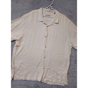 Tommy Bahama Shirt Mens 3XL Silk Rayon Blend Loop Collar Resort Wear Cream MARKS